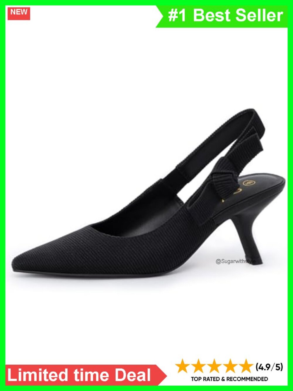 Kitten Heel Closed Toe Slingback Pumps Textured Fabric Work Dress Shoes